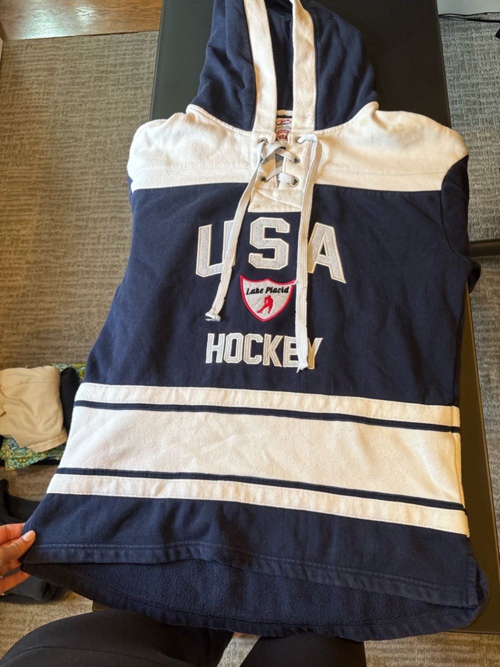 USA Hockey Navy & White Hooded men’s jersey